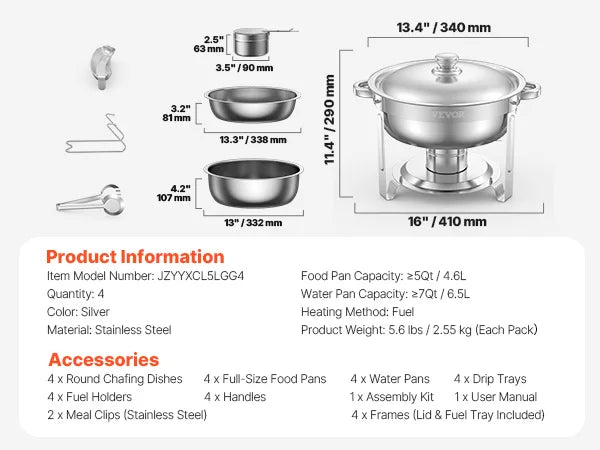 4 Pack Chafing Dish Buffet Set