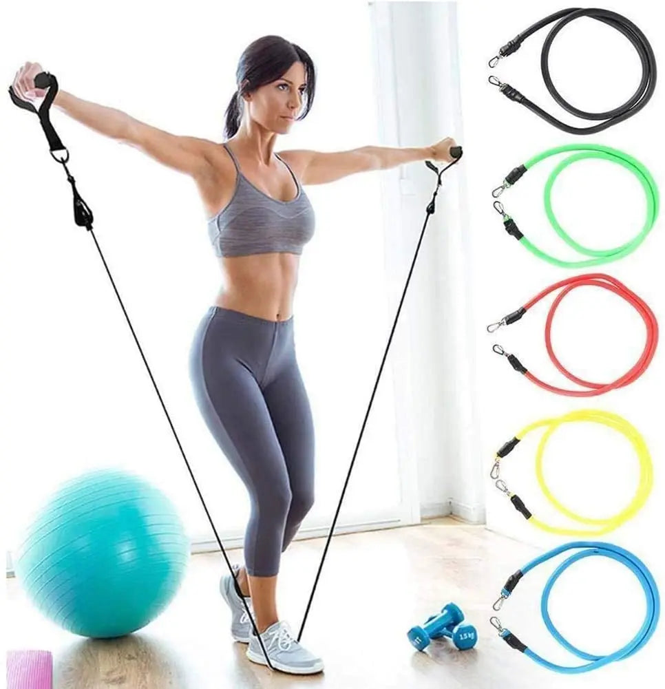Latex resistance Pull bands rope for Pilates, yoga, CrossFit, fitness , 11PCs