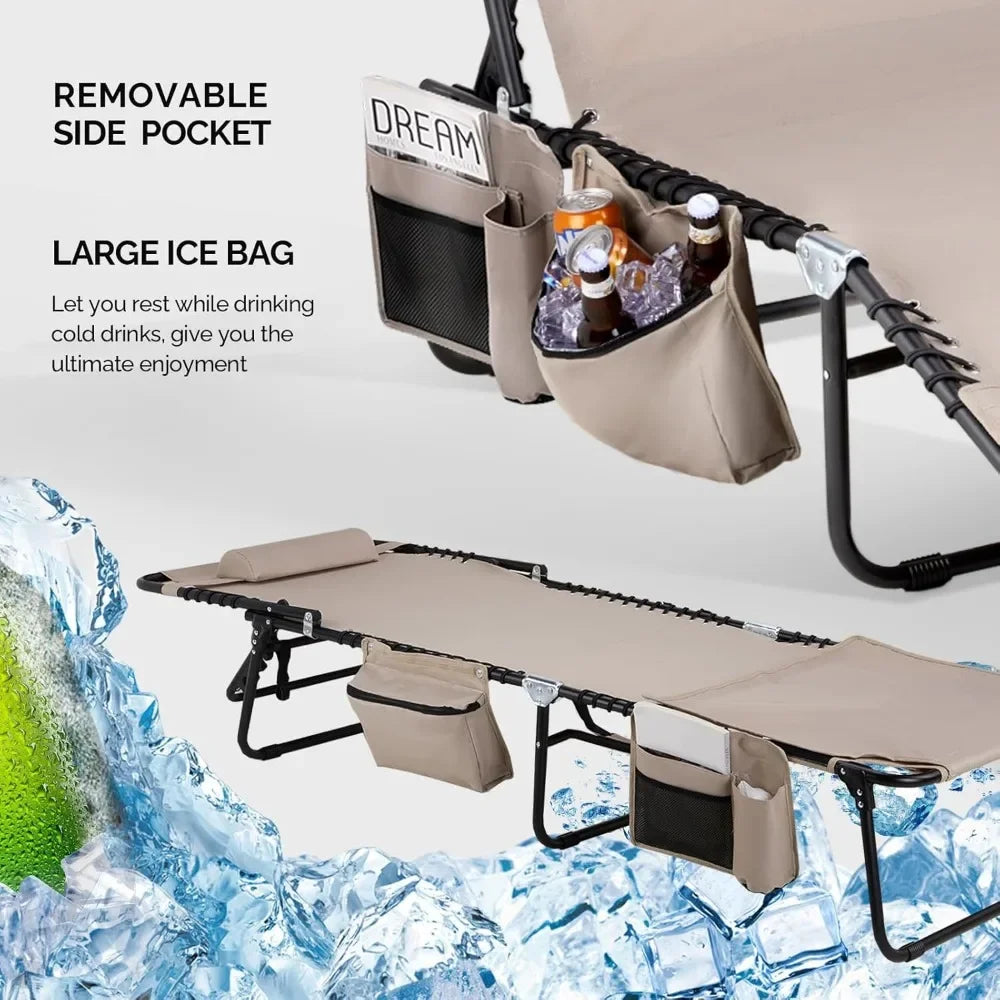 Oversized Tanning Chair with Face Hole & Carrying Bag