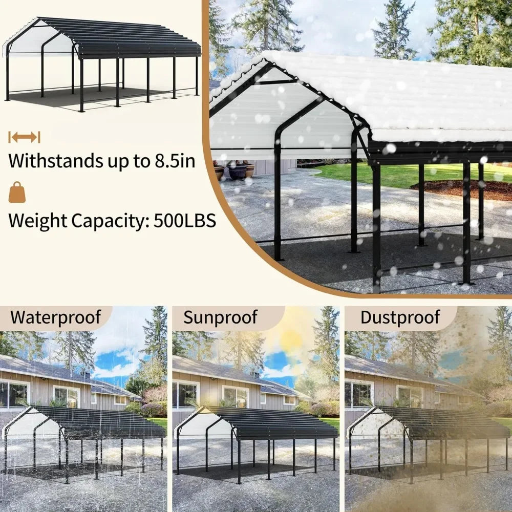 12 x 20 FT Metal Carport, Heavy Duty Carport Canopy
