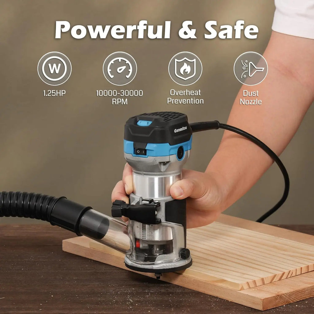 1.25 Hp Palm Compact Router Wood Tool With Fixed Base