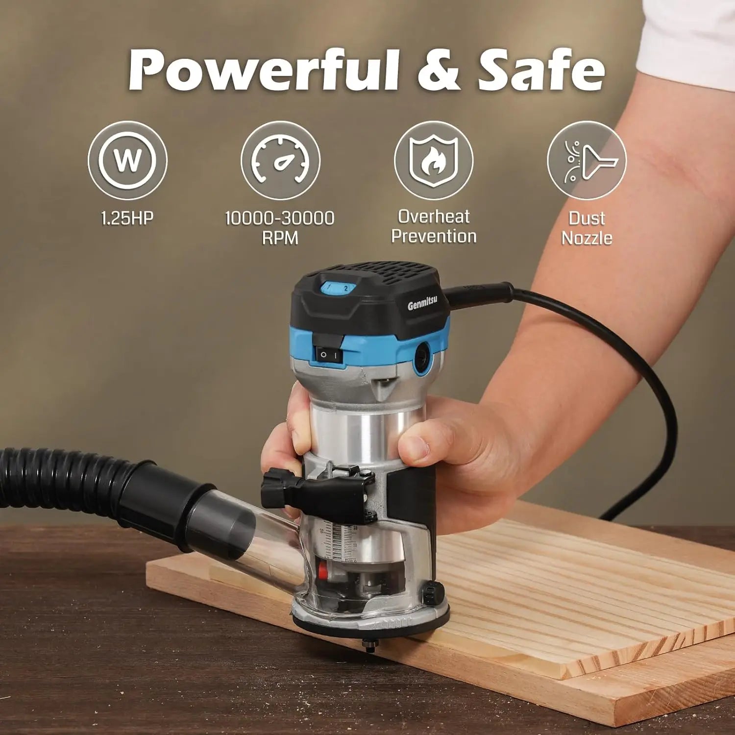 1.25 Hp Palm Compact Router Wood Tool With Fixed Base