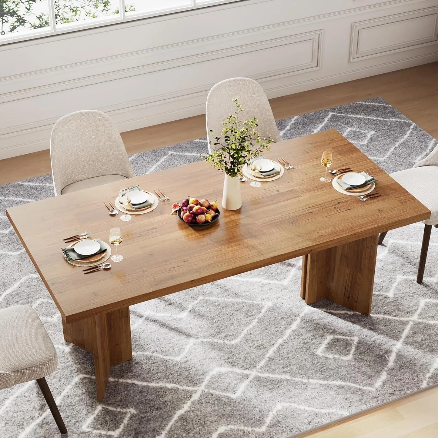 63-inch Dining Table for 4-6, Farmhouse Kitchen Table
