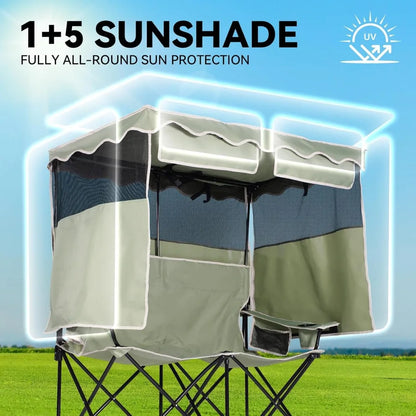 Double Beach Chair With Canopy Shade