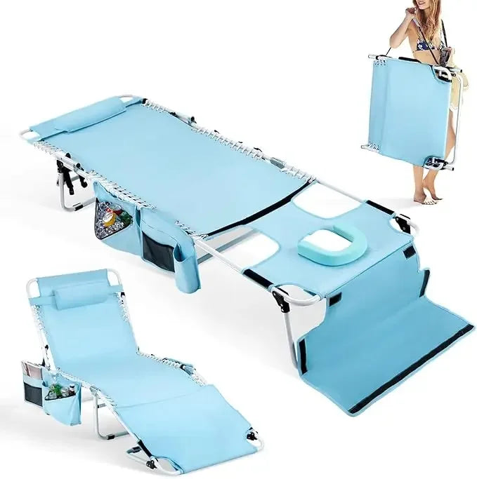 Oversized Tanning Chair with Face Hole & Carrying Bag