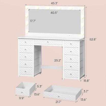 Vanity with Extra Large Mirror and Light
