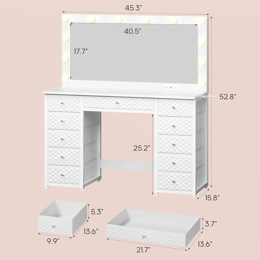 Vanity with Extra Large Mirror and Light