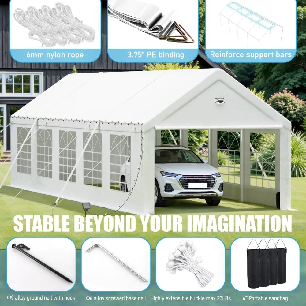 10x30 Carport, Heavy Duty Carport Canopy Garage
