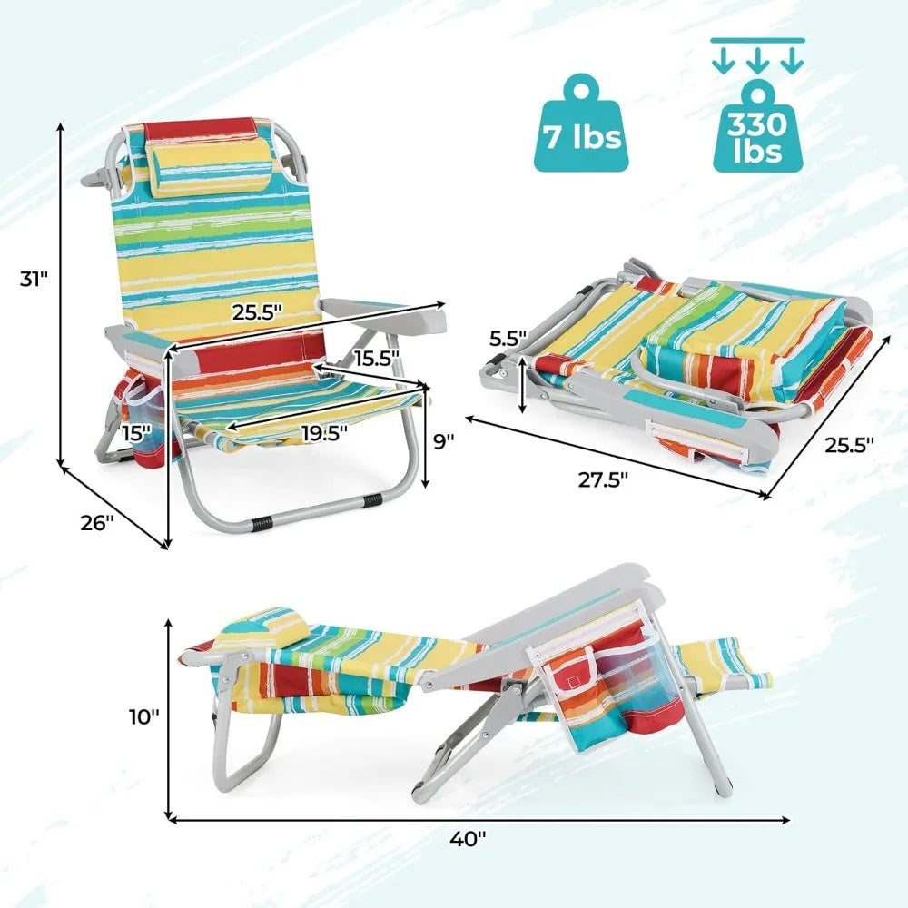 Deluxe 3-in-1 Reclining Beach Chair