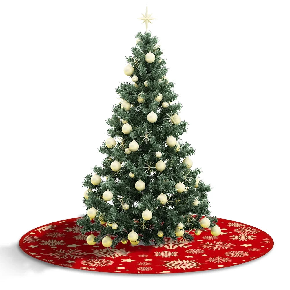 35.4inch Christmas Tree Skirts Snowflake Pattern
