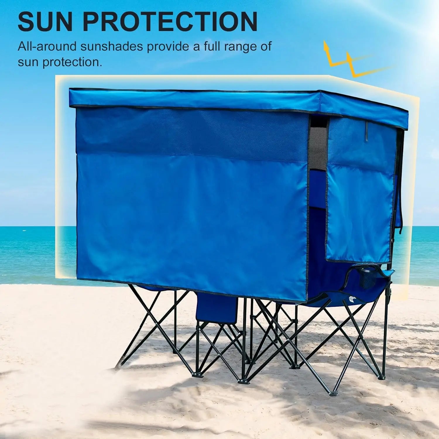 Double Beach Chair with Canopy Shade