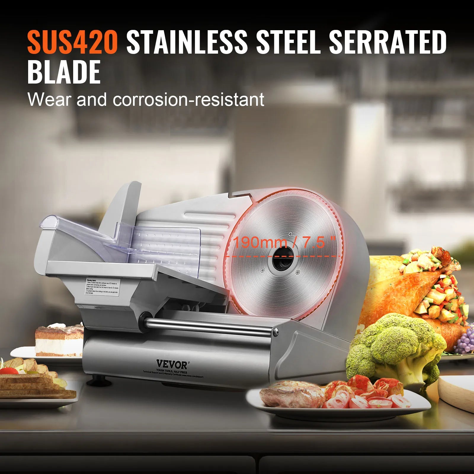 Electric Deli Food Slicer  Stainless Steel Blade