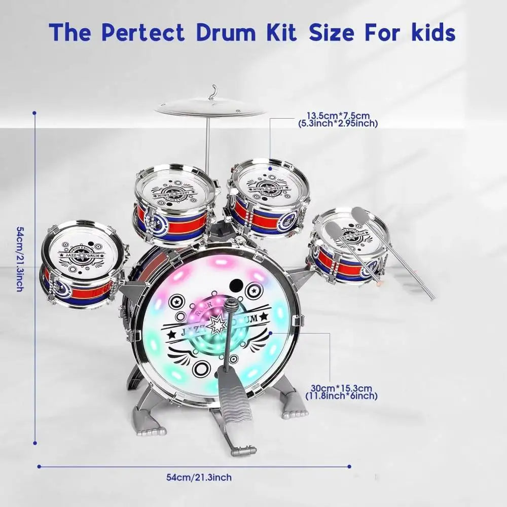 Mini Jazz Drum Set 6 Drums with Stool