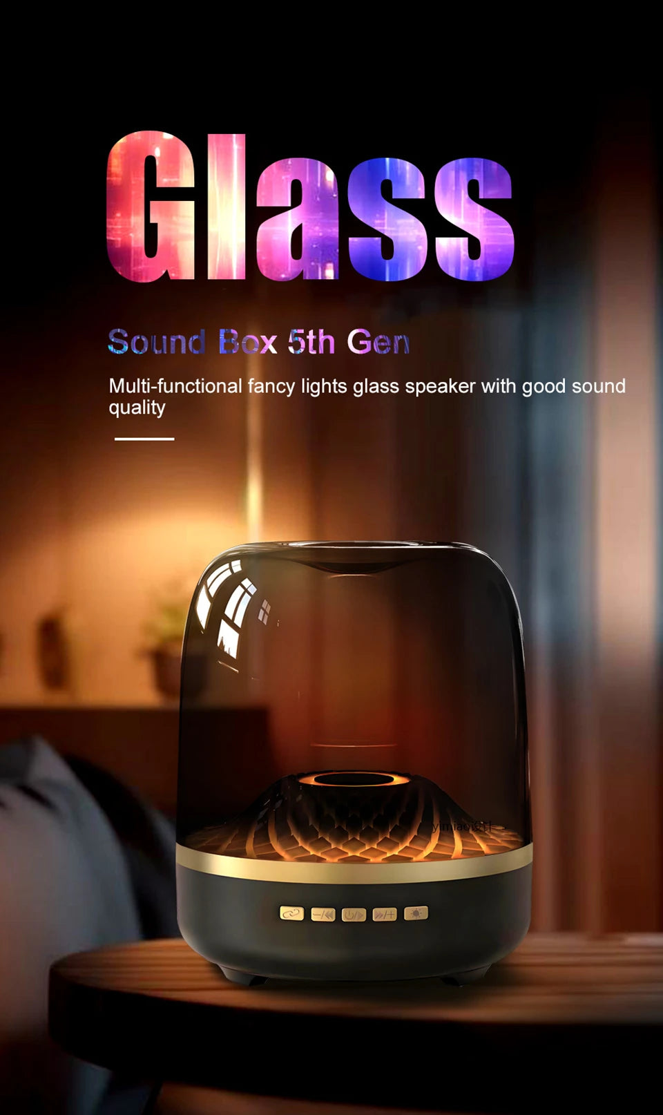 5th Glass Bluetooth Speaker Subwoofer