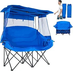 Double Beach Chair with Canopy Shade