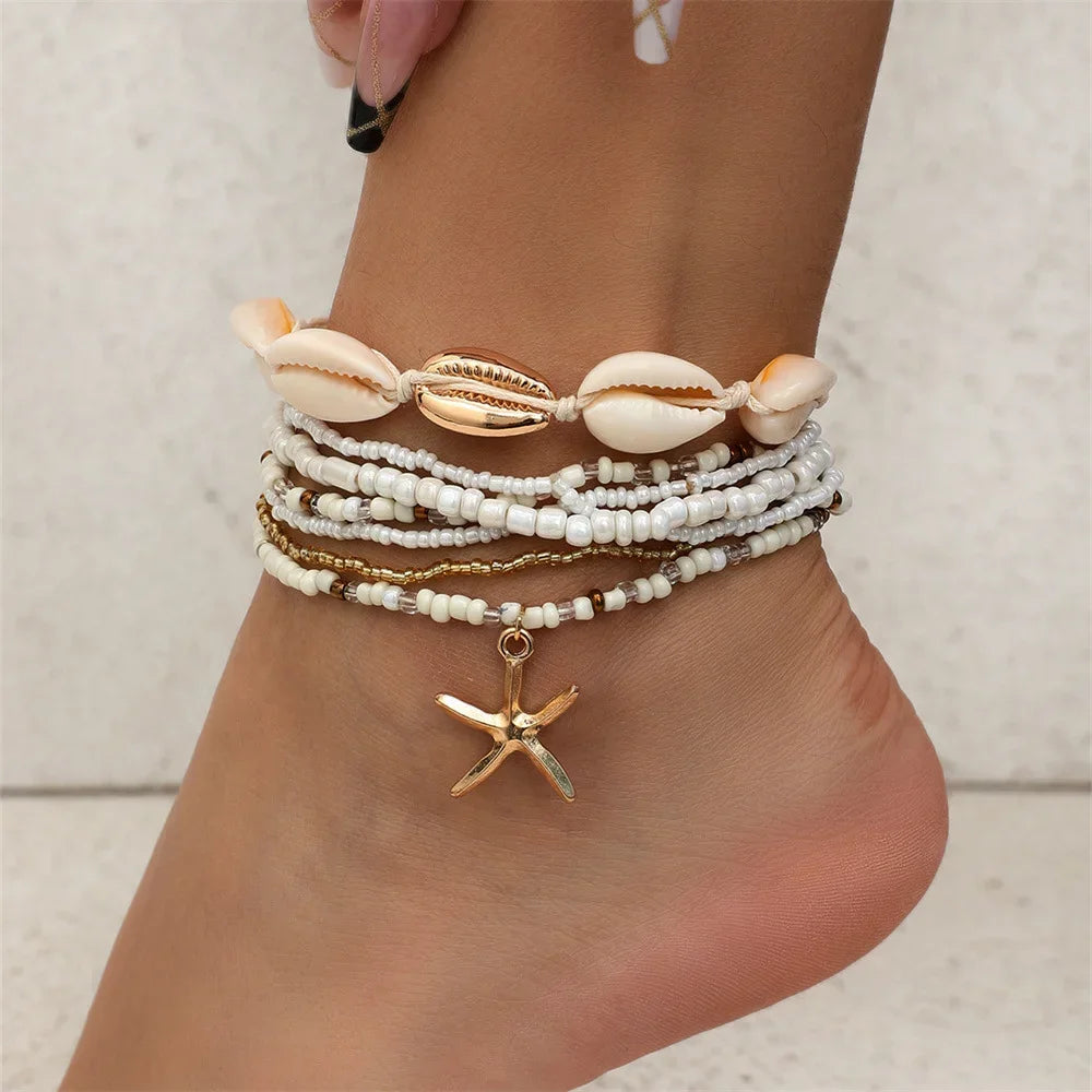 20 Pcs/Set Bohemian Twisted Snake Chain Anklet