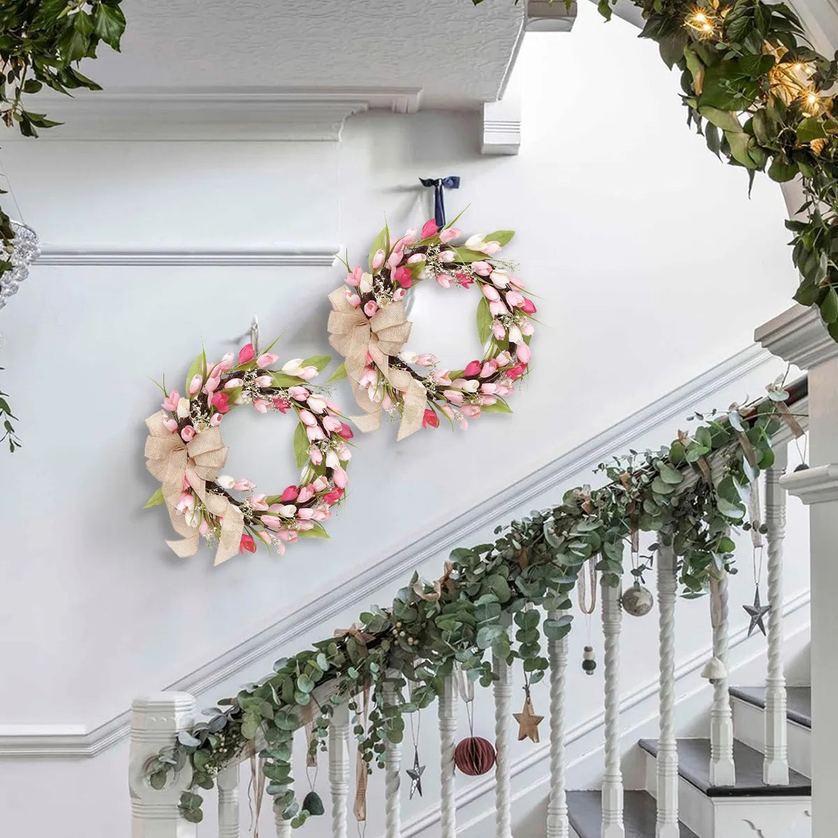 Valentine's Day Wreath, 17.7in Spring Summer Tulip Wreath