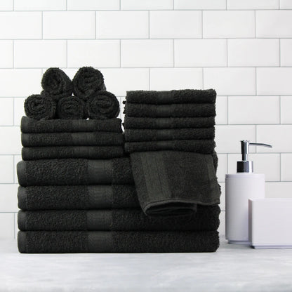 Super Soft and Highly Absorbent Basic Solid Towel Set,Black