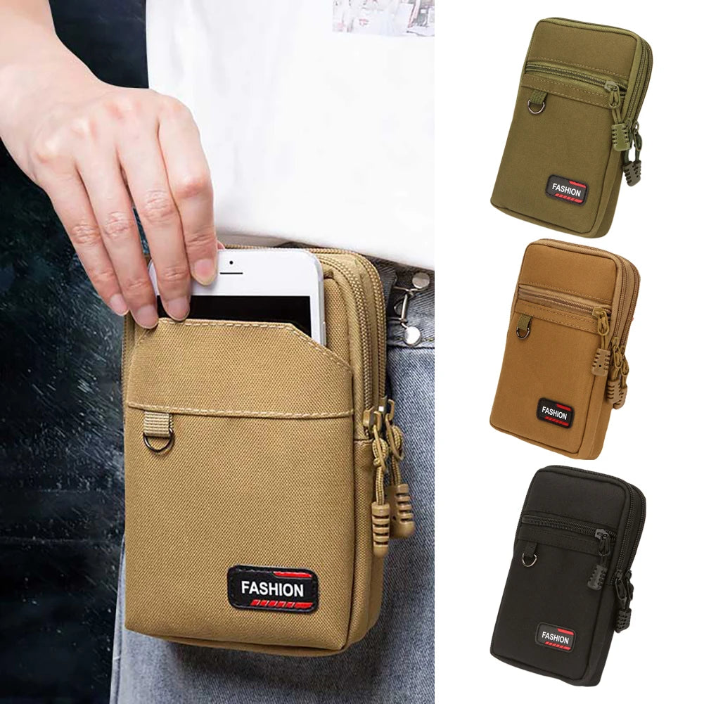 7 Inch Phone Pouch Belt Waist Bag Portable Men Coin Phone Organizer Bag Nylon Wear-resistant for Outdoor Camping Hunting