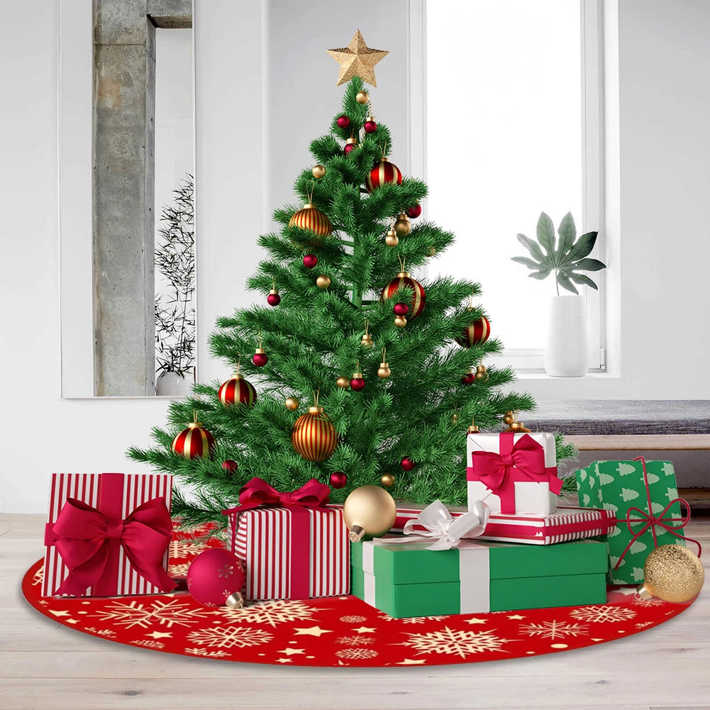 35.4inch Christmas Tree Skirts Snowflake Pattern