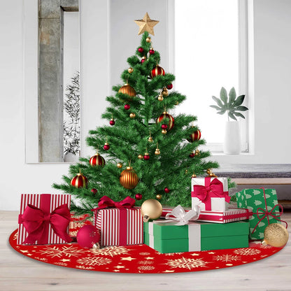 35.4inch Christmas Tree Skirts Snowflake Pattern