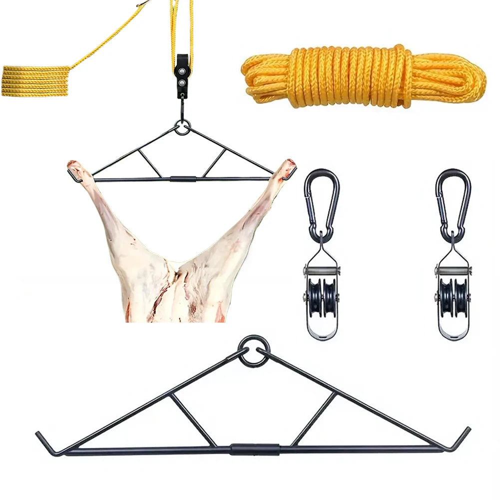 Max To 700 LBS Elk Hoist Pulley Lift System W/Gambrel Deer Hunting Game Hoist