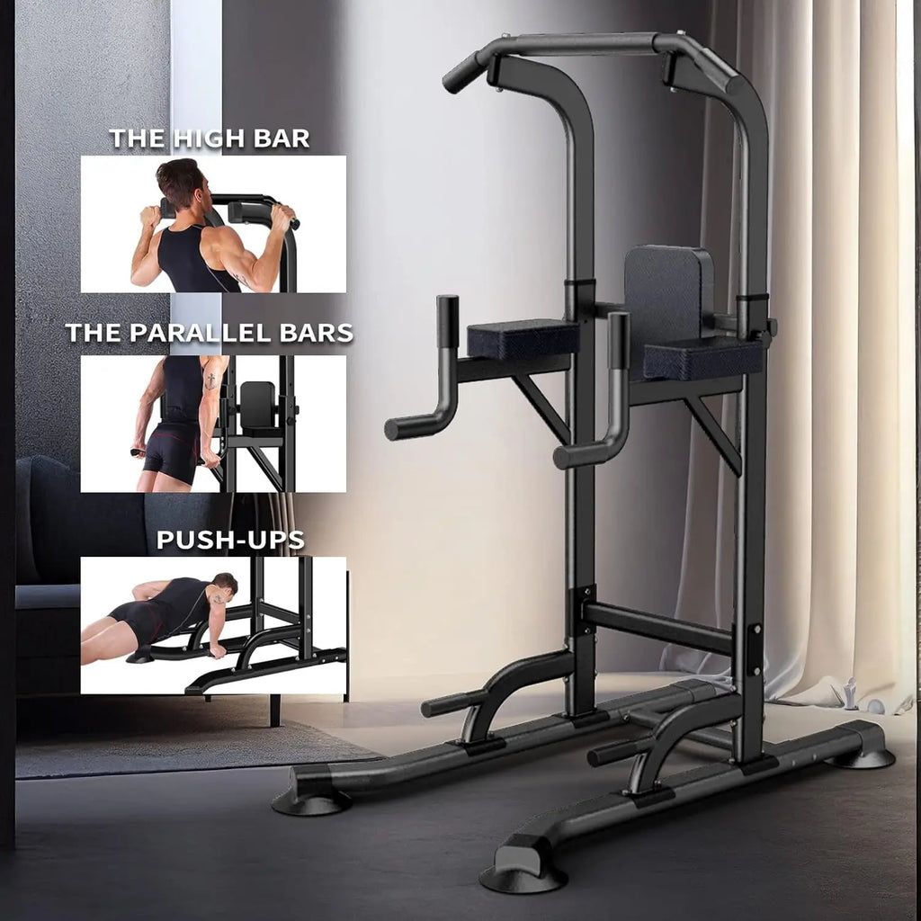 Adjustable Height Pull Up & Dip Station Multi-Function Home Strength Training