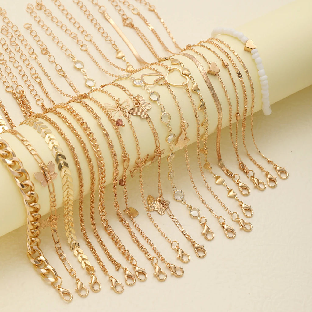 20 Pcs/Set Bohemian Twisted Snake Chain Anklet