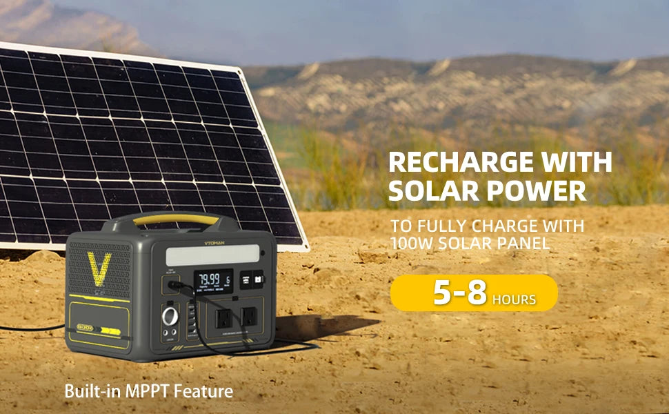 110W Solar Panel included,600W 299Wh LiFePO4 Portable Power Station with Solar Charger for Camp