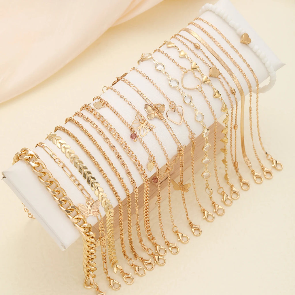 20 Pcs/Set Bohemian Twisted Snake Chain Anklet
