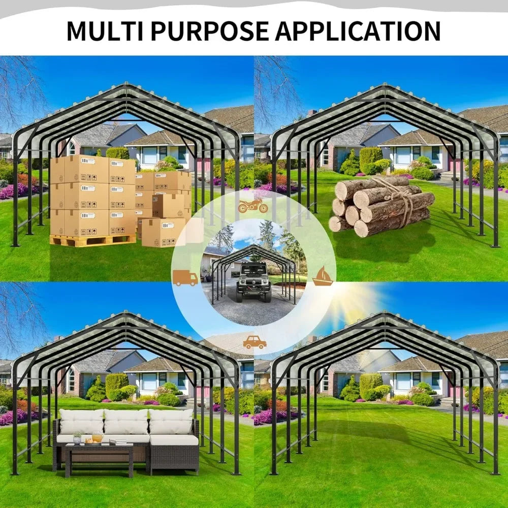 12 x 20 FT Metal Carport, Heavy Duty Carport Canopy