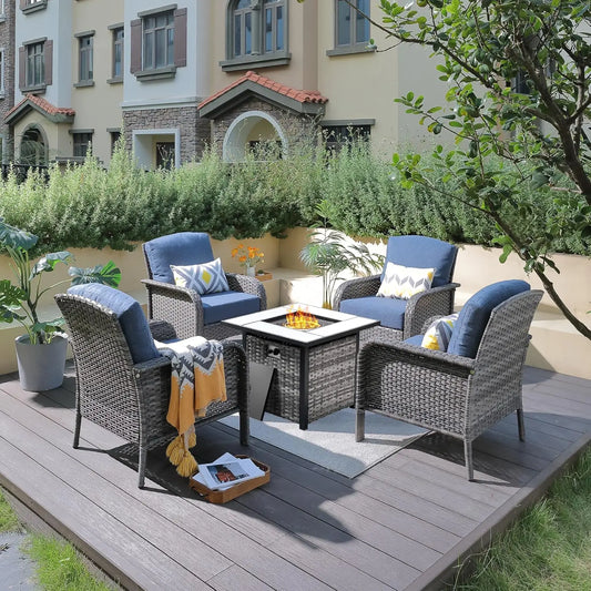 4 Pieces Patio Furniture Set with 30" Fire Pit Table