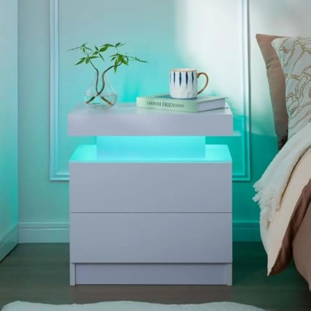 LED Nightstand Set of 2 with 2 Drawers