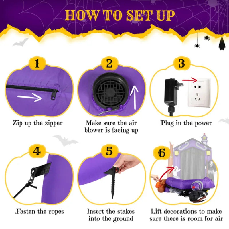 Inflatables Haunted House Castle Archway Outdoor Decorations, Scary Giant Grim Reaper Blow Up Ghost Decorations Holiday Party