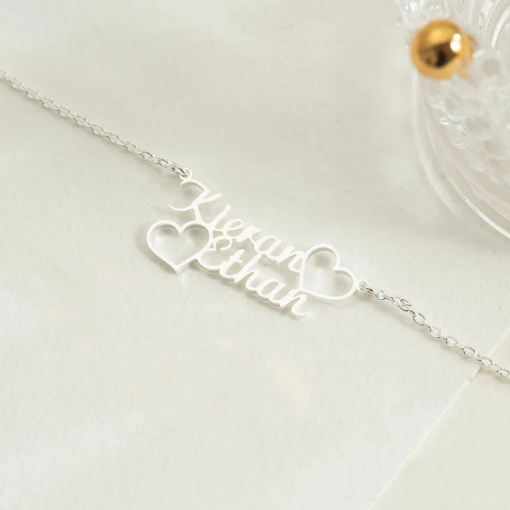 Custom Couple Name Hearts Necklace