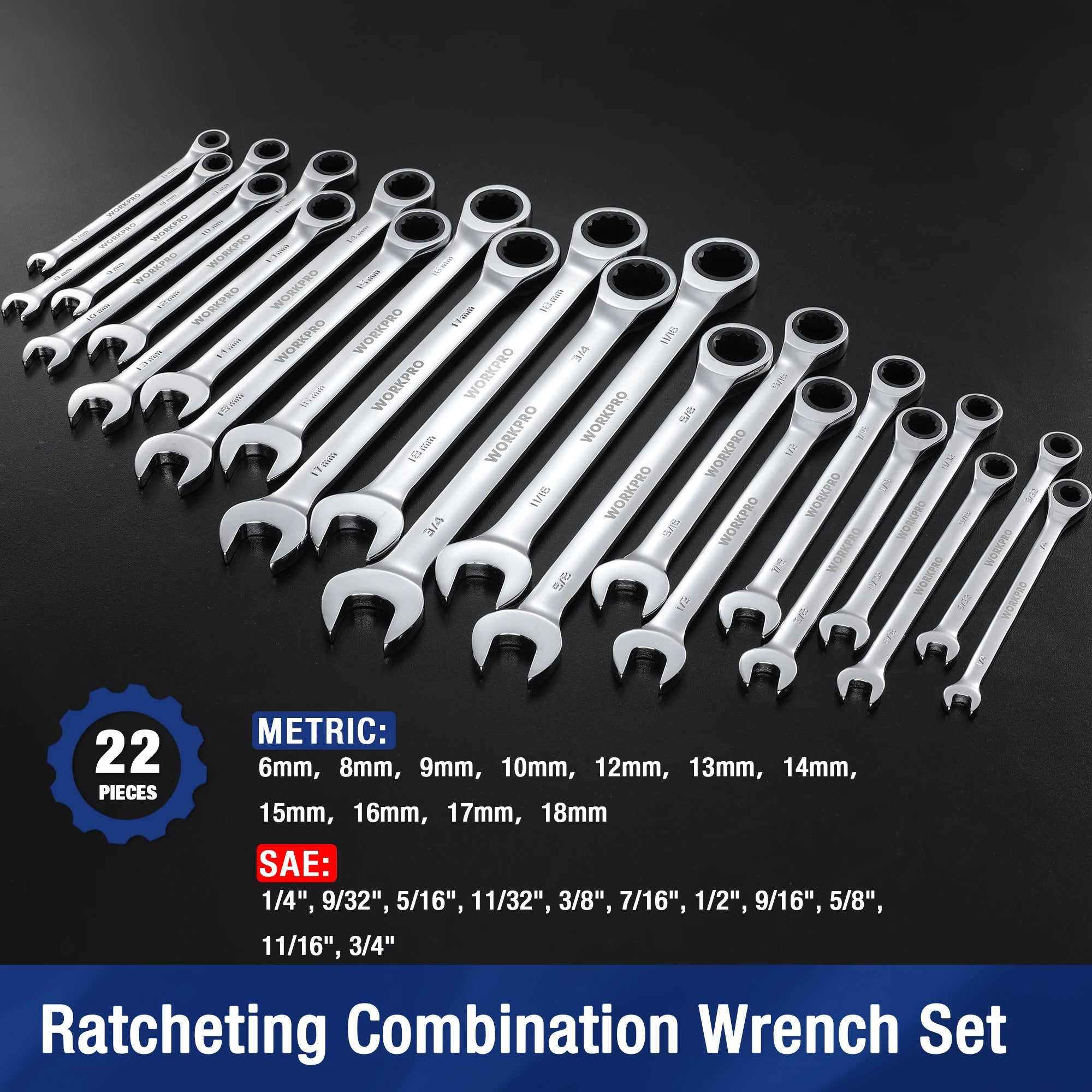 23pc Ratcheting Wrench Set