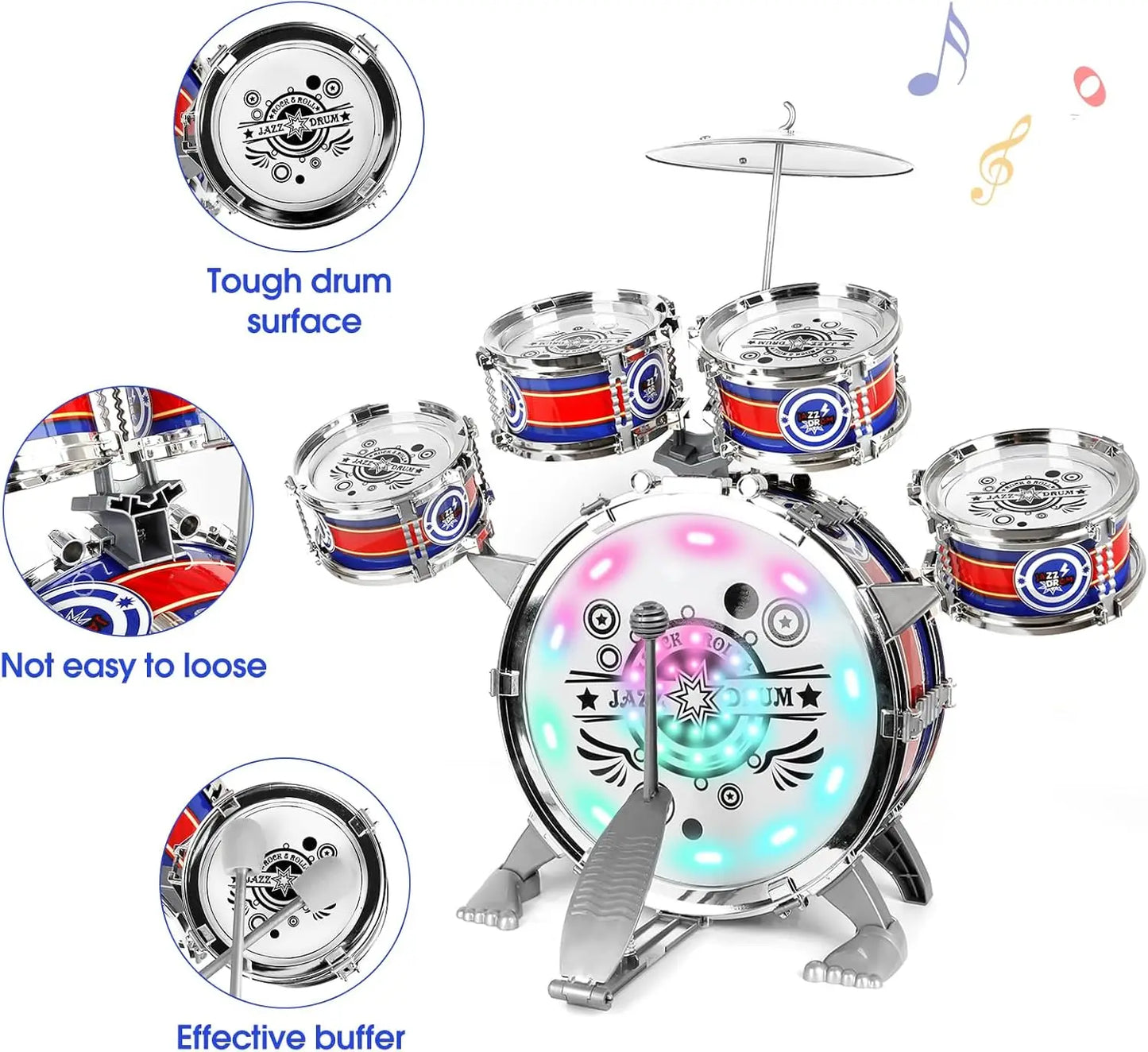 Mini Jazz Drum Set 6 Drums with Stool