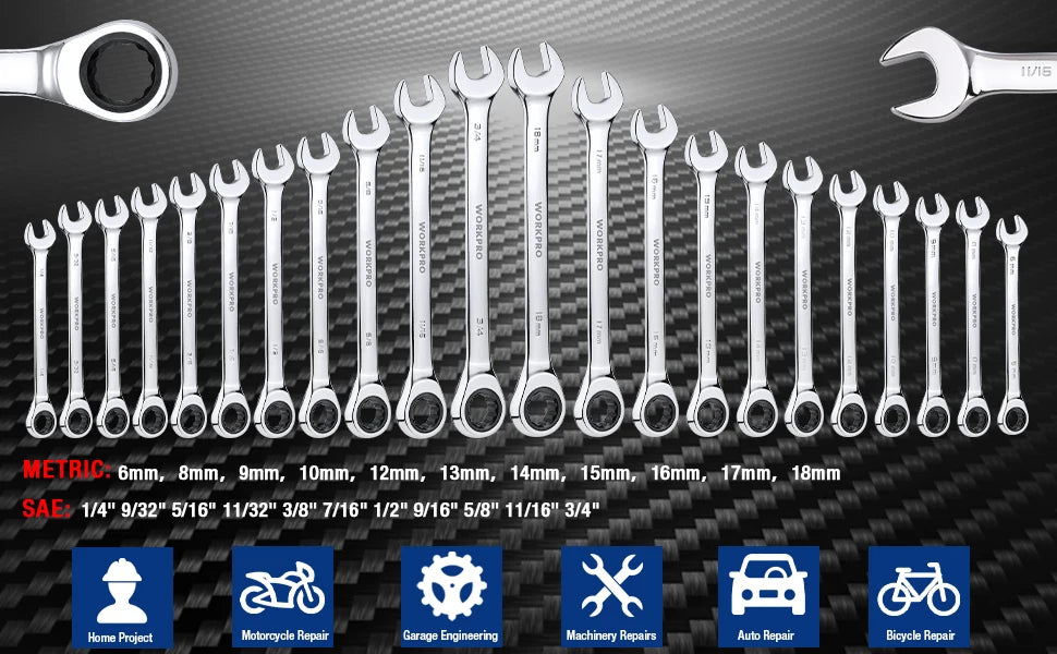 23pc Ratcheting Wrench Set