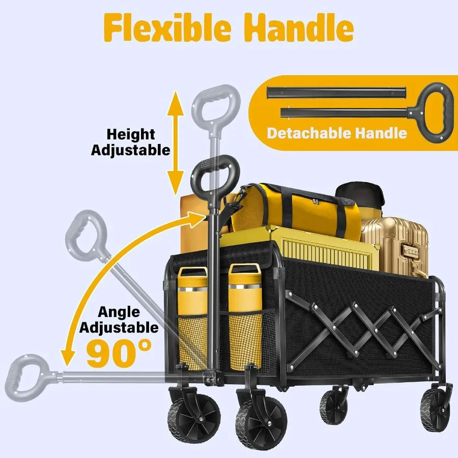 Foldable 360Lbs Collapsible Wagon Cart Rolling Cart