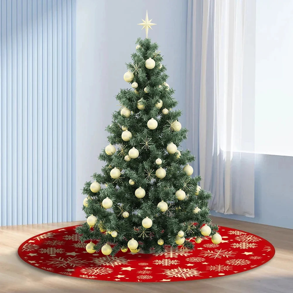 35.4inch Christmas Tree Skirts Snowflake Pattern