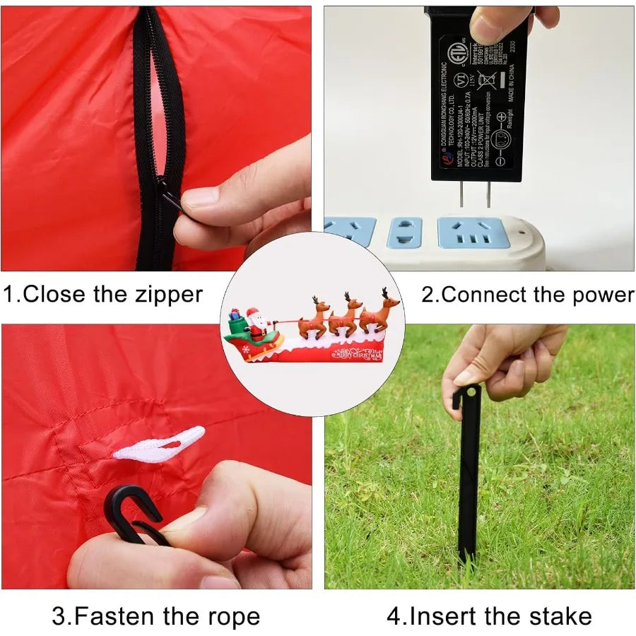 10FT Christmas Inflatable Santa Claus on Sleigh