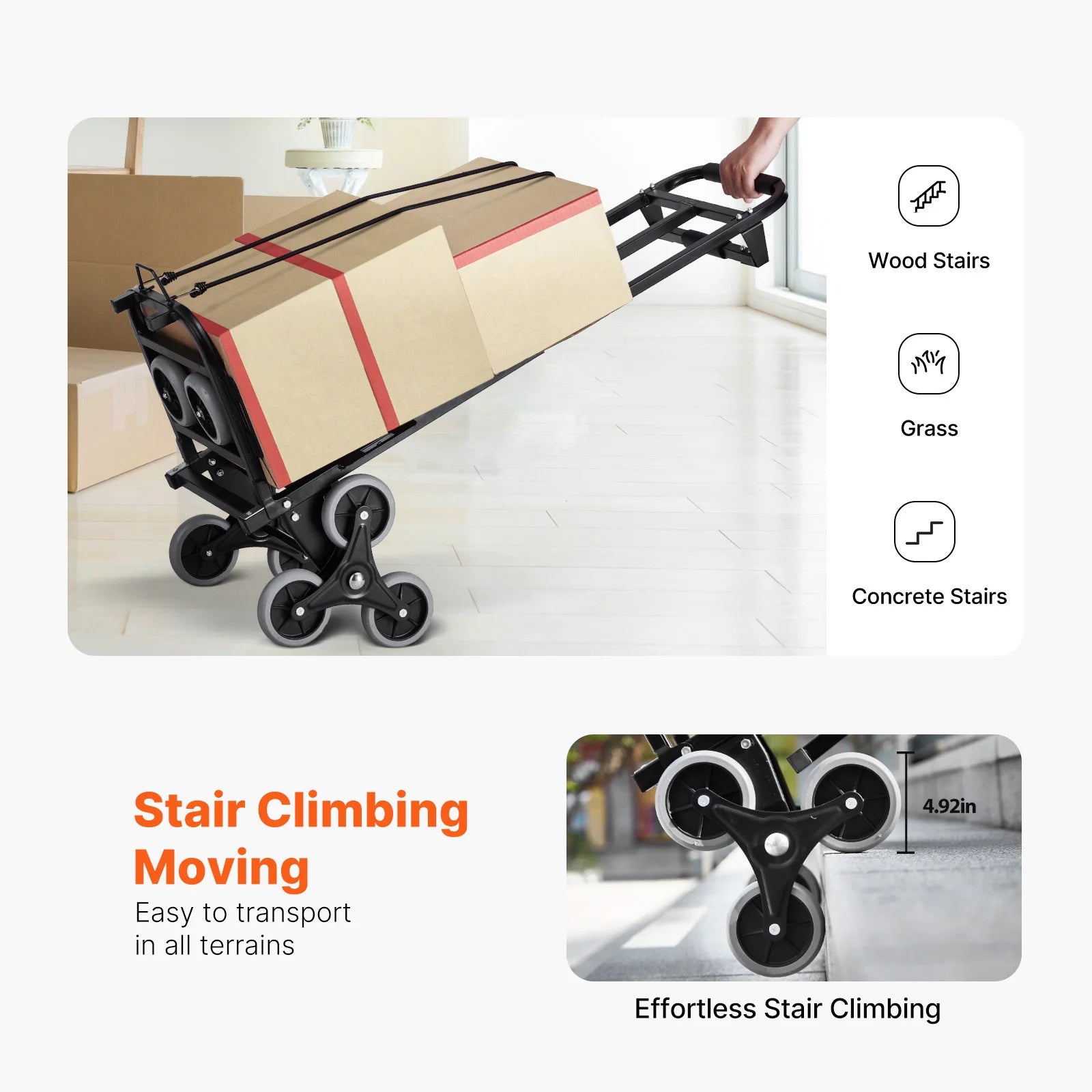 460 lbs Stair Climbing Cart Folding Hand Truck Dolly