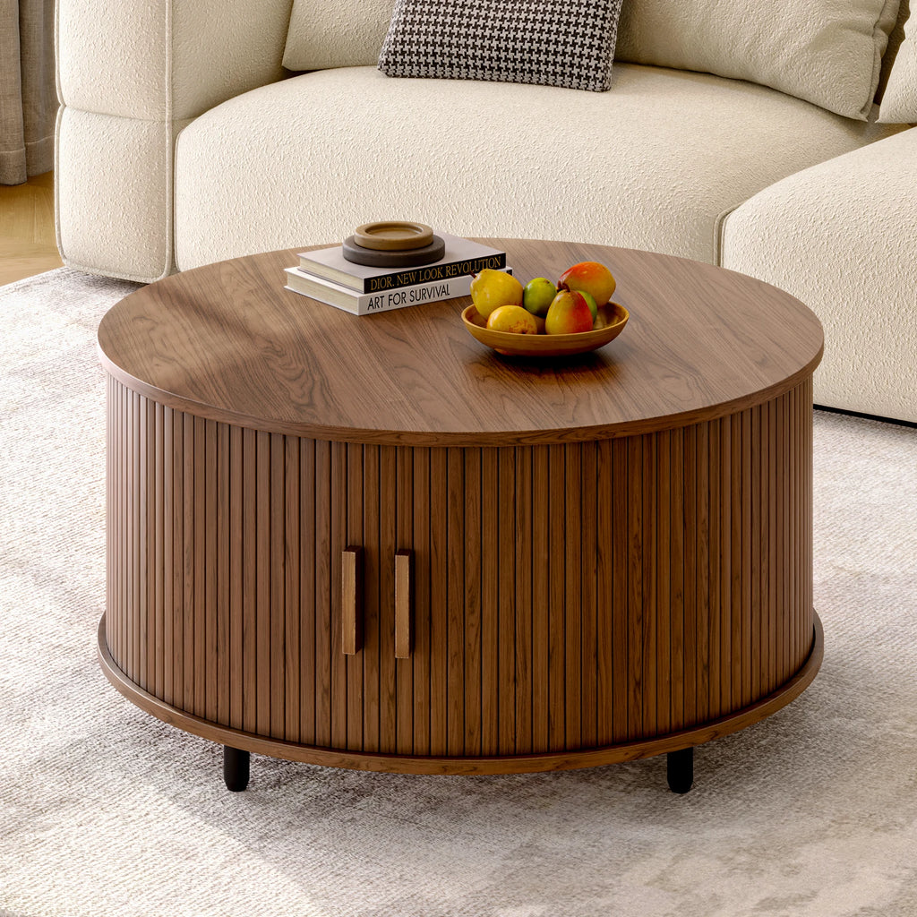 Round Coffee Table with Storage,31.5"