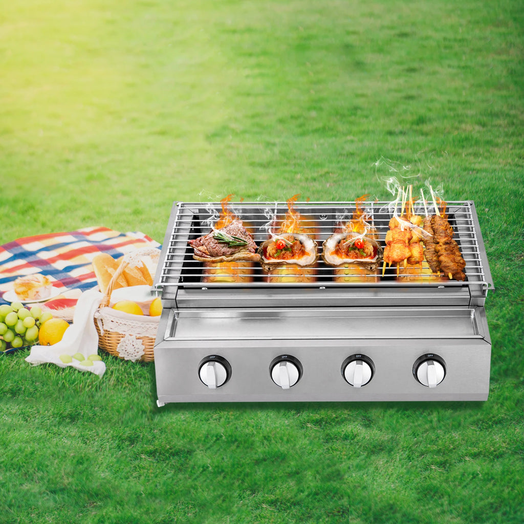 Stainless Steel Smokeless Barbecue Grill 4 Burners LPG