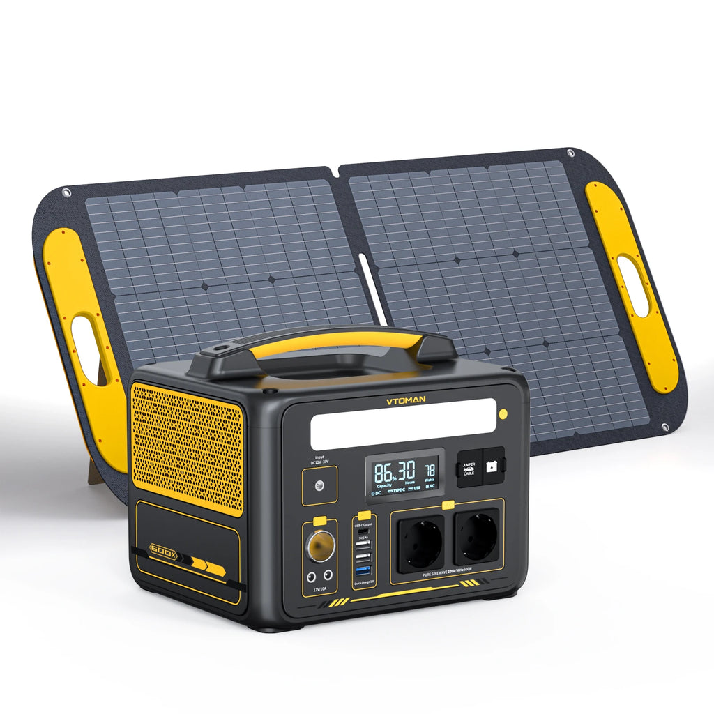 110W Solar Panel included,600W 299Wh LiFePO4 Portable Power Station with Solar Charger for Camp