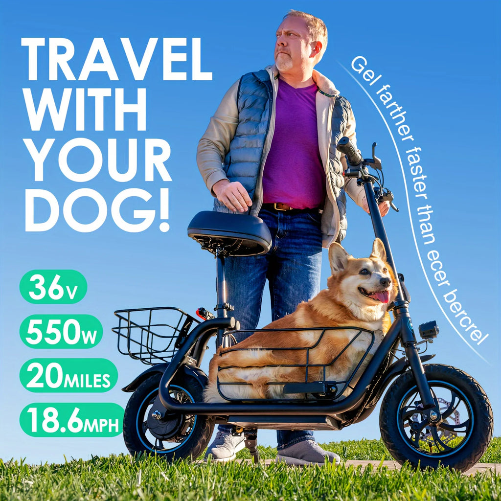 Electric Scooter with Basket for Pet
