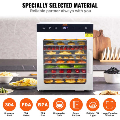 10 Trays Food Dehydrator Stainless Steel