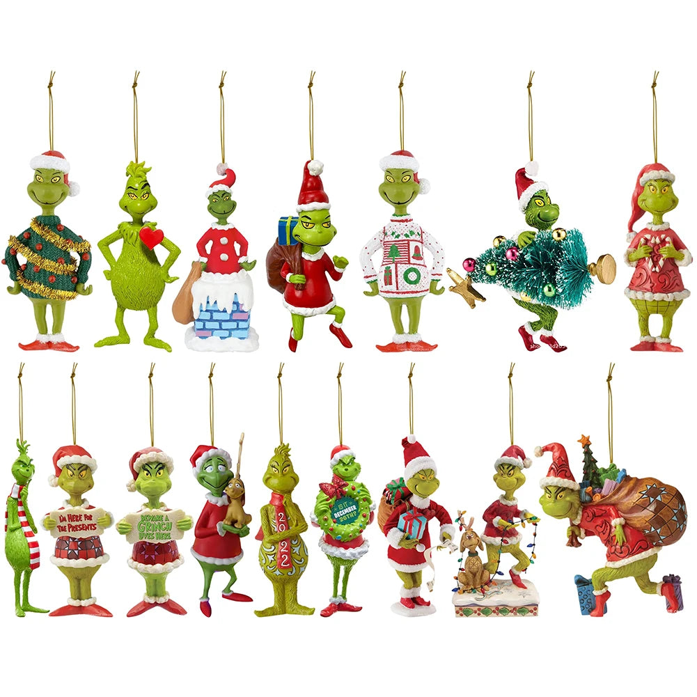 18Pcs 2D Acrylic Christmas Tree Green Monsters