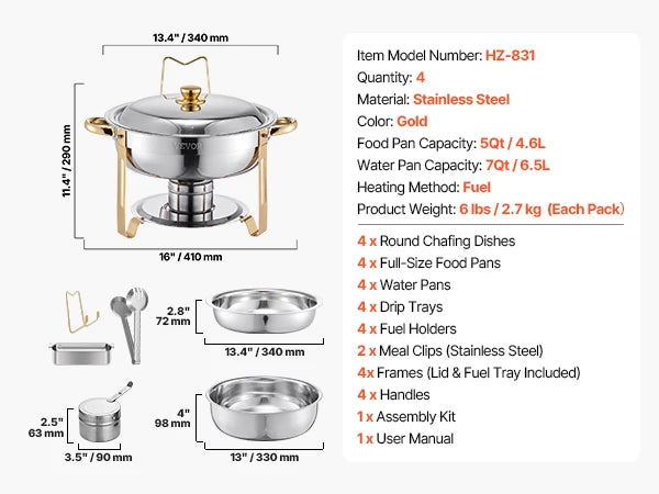 4 Pack Chafing Dish Buffet Set