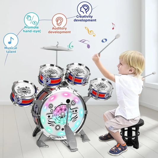 Mini Jazz Drum Set 6 Drums with Stool